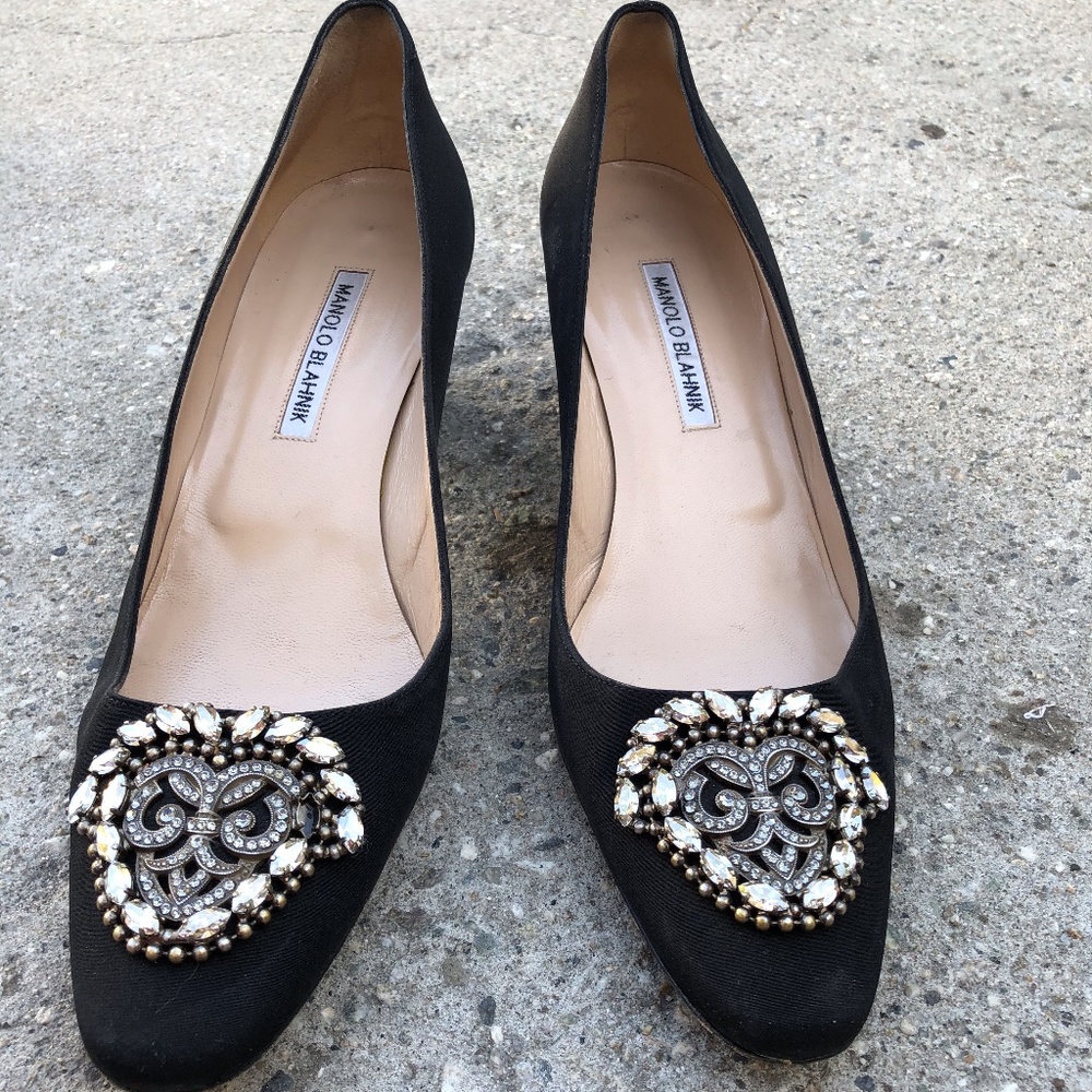 Manolo Blahnik black heels with embellishment
